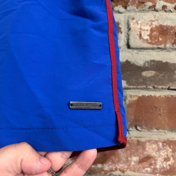 Parke & Ronen Red and Blue Trimmed Swimtrunks Size 36 - Picture 3 of 8